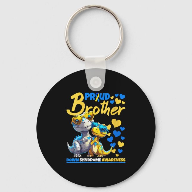 Womens Proud Brother World Down Syndrome Awareness Keychain (Front)