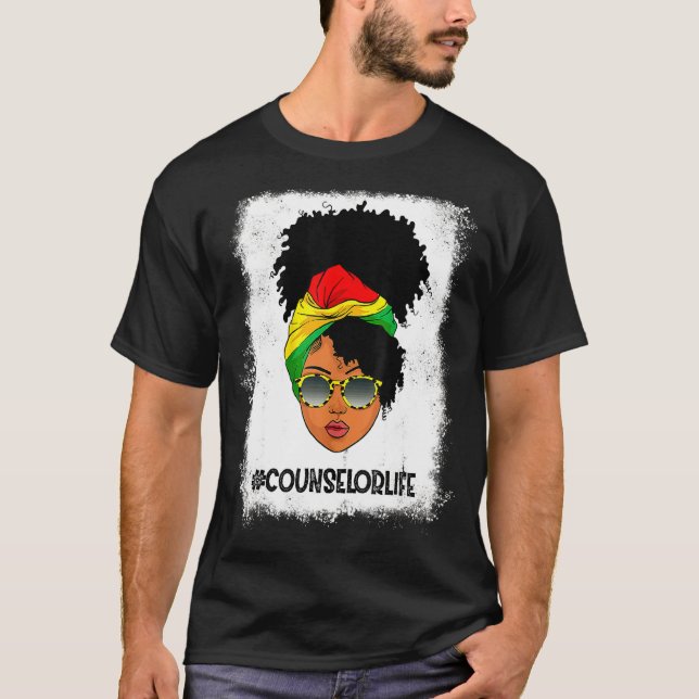 Womens Proud Counsellor Afro Messy Bun Black Histo T-Shirt (Front)