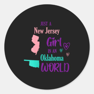Womens Proud Girl Just A New Jersey Girl In An Okl Classic Round Sticker