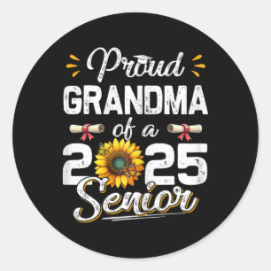 Womens Proud Grandma Of A Cl Of 2025 Senior Retro Classic Round Sticker