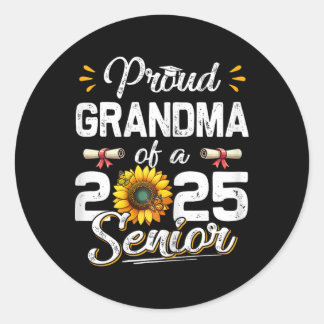 Womens Proud Grandma Of A Cl Of 2025 Senior Retro  Classic Round Sticker