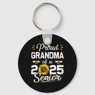 Womens Proud Grandma Of A Cl Of 2025 Senior Retro Keychain