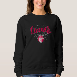 Womens Proud Line Wife - Lineworker Husband Linema Sweatshirt