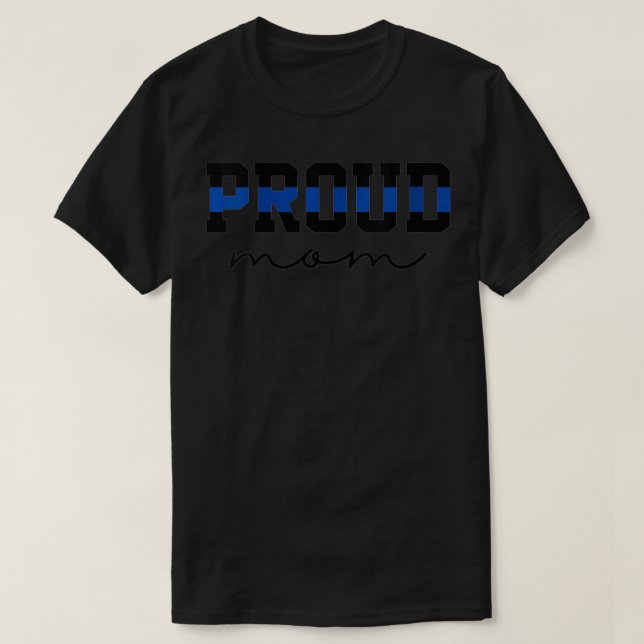Womens Proud Mom Blue Line Police Officer Mom Gift T-Shirt (Design Front)