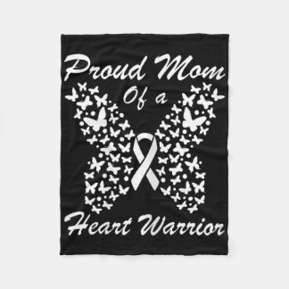 Womens Proud Mom Of A Heart Warrior Heart Disease  Fleece Blanket