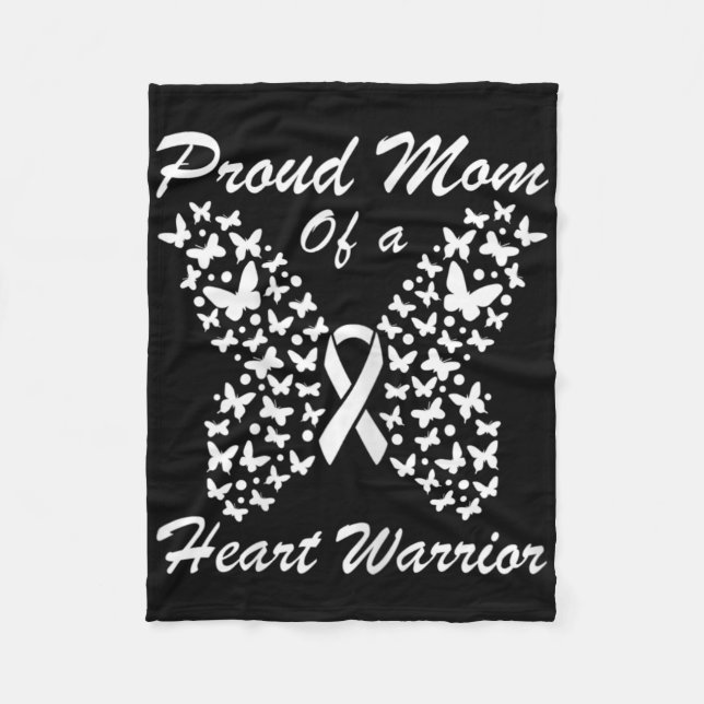 Womens Proud Mom Of A Heart Warrior Heart Disease  Fleece Blanket (Front)