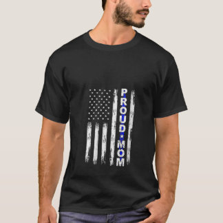 Womens Proud Police Mom Thin Blue Line American Fl T-Shirt