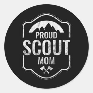 Womens Proud Scout Mom Mother Scouting Camping Classic Round Sticker
