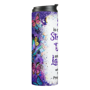 Women's Proverbs Scripture Butterfly Thermal Tumbler