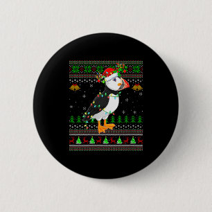 Womens Puffin Bird Ugly Christmas Sweaters Holiday 2 Inch Round Button