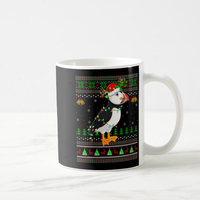 Womens Puffin Bird Ugly Christmas Sweaters Holiday Coffee Mug (Right)