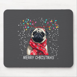 Womens Pug Dog Xmas Santa Hat F Christma Long Slee Mouse Pad