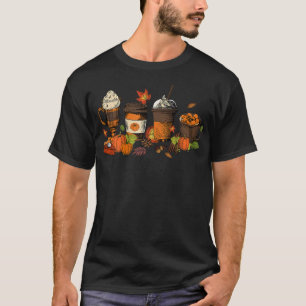 Womens Pumpkin Spice Coffee Latte Fall Autumn Seas T-Shirt