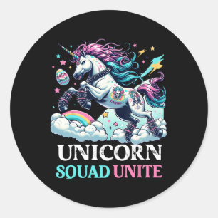 Womens Punk Rock Unicorn Squad Unite Funny Easter  Classic Round Sticker