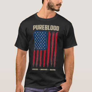 Womens Pureblood American Flag Pure Blooded Patrio T-Shirt