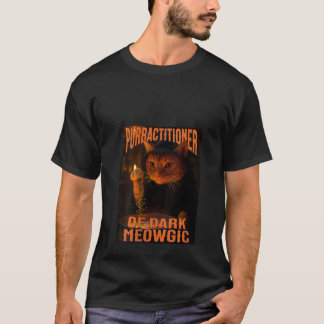 Womens Purractitioner of Dark Meowgic Wizard Cat P T-Shirt