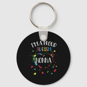 Womens Puzzle Heart Im A Proud Autism Nonna Autism Keychain