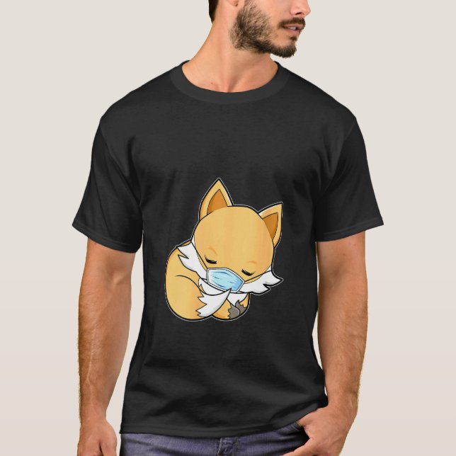 Womens Quarantine Fox Sleeping Face Mask Fox T-Shirt (Front)