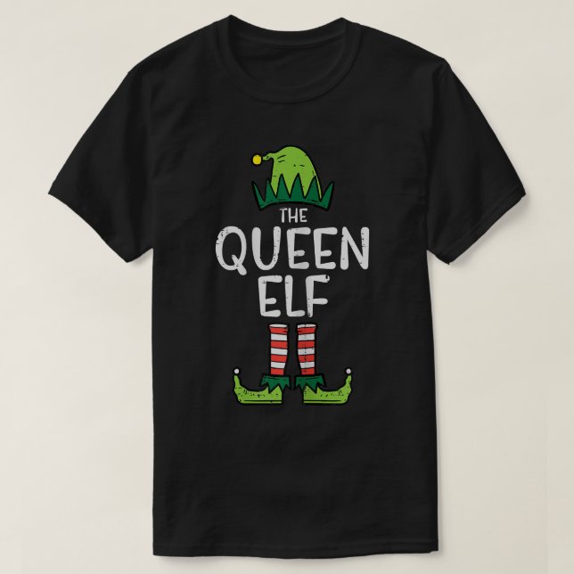 Womens Queen Elf Xmas PJs Matching Christmas Pajam T-Shirt (Design Front)
