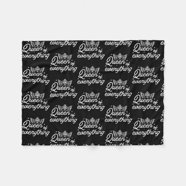 Womens Queen of everything Gift Girl Crown Women Fleece Blanket (Front (Horizontal))