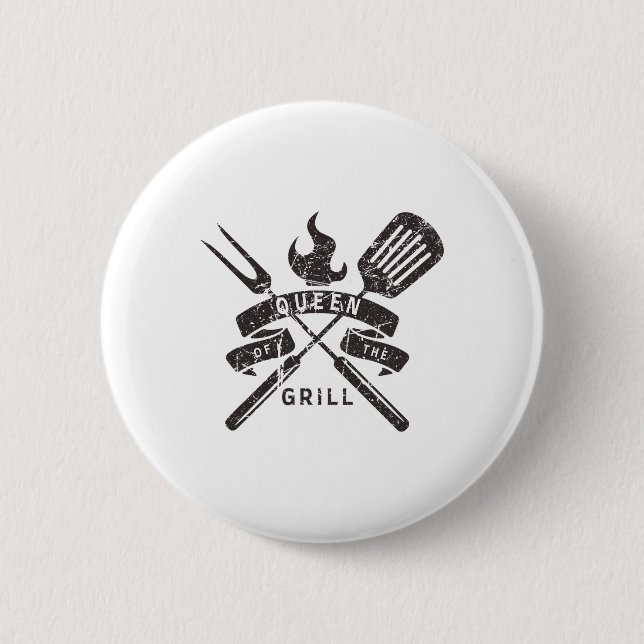 Womens Queen Of The Grill - Grilling Master Quote  2 Inch Round Button (Front)