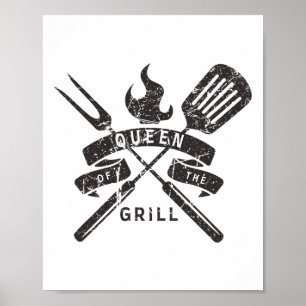 Womens Queen Of The Grill - Grilling Master Quote  Poster