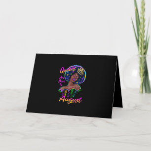 Womens Queens Are Born In August Birthday Black Card