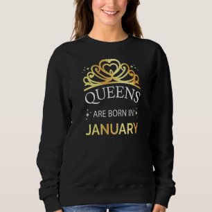 Womens Queens Are Born In January Capricorn Aquari Sweatshirt