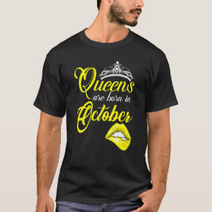 Womens Queens Are Born In October Zodiac Scorpio L T-Shirt