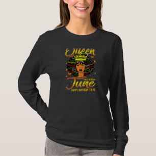 Womens Queens June Birthday Black Women Afro Amer T-Shirt