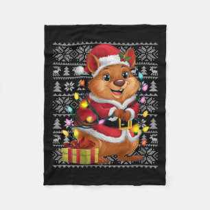 Womens Quokka Xmas Sweater Style Ugly Santa Quokka Fleece Blanket