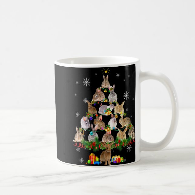 Womens Rabbit Christmas Tree Snow Funny Rabbit Xma Coffee Mug (Right)