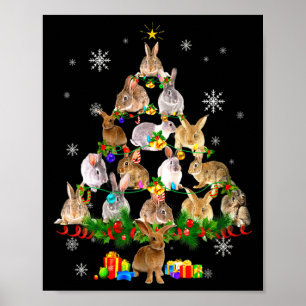 Womens Rabbit Christmas Tree Snow Funny Rabbit Xma Poster