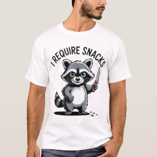 Womens Raccoon I Require Snacks Lover Animal T-Shirt