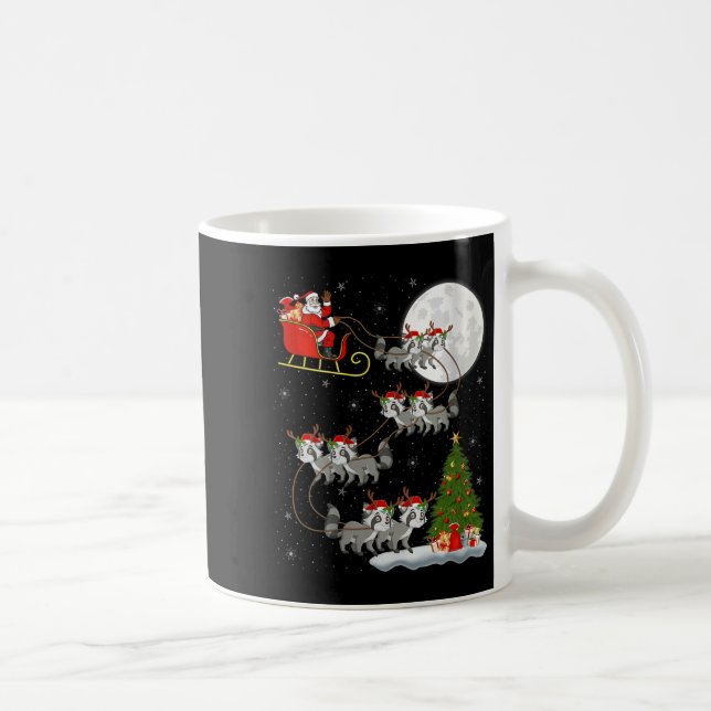 Womens Raccoon Santa Sleigh Flying Funny Magical C Coffee Mug (Right)