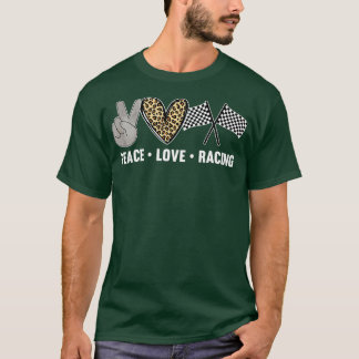 Womens Racing Design Kids Girls Peace Love Racing T-Shirt