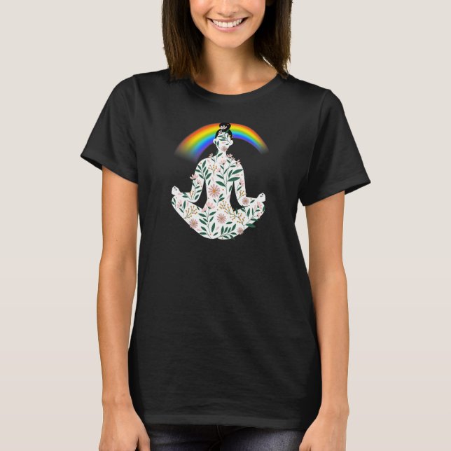 Womens Rainbow Grey Yoga  8 T-Shirt (Front)
