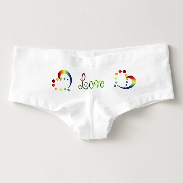 Womens Rainbow Heart Love Boy Shorts Underwear (Front)