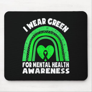 Womens Rainbow In May I Wear Green For Mental Heal Mouse Pad