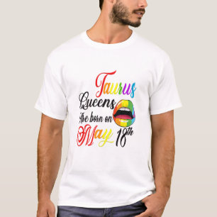 Womens Rainbow Lip Queens Are Born On May 18Th Tau T-Shirt