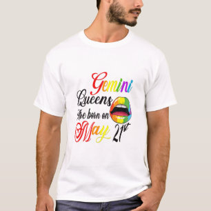 Womens Rainbow Lip Queens Are Born On May 21St Gem T-Shirt