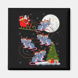 Womens Rat Rodents Santa Sleigh Flying Funny Magic Magnet