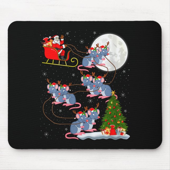 Womens Rat Rodents Santa Sleigh Flying Funny Magic Mouse Pad (Front)