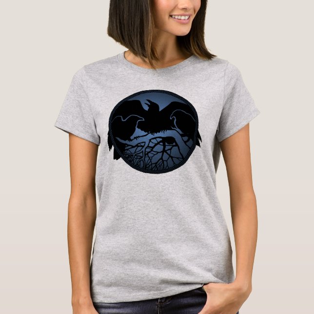 Women's Raven Art Shirts Lady's Crow / Raven Tops (Front)