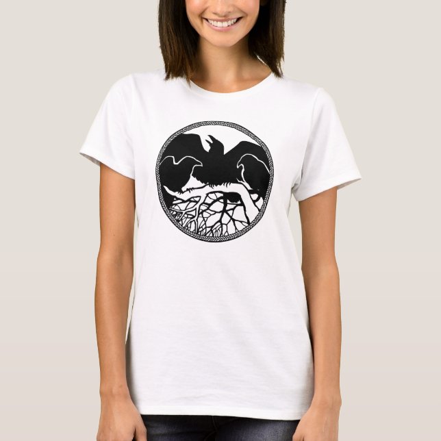 Women's Raven T-shirt Raven Crow Art Ladies Shirt (Front)