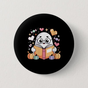 Womens Reading Ghost Halloween Art For Bookworms A 2 Inch Round Button