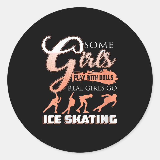 Womens Real Girls Race Hard On The Rink With Style Classic Round Sticker (Front)