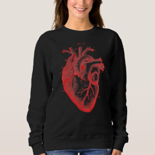 Women's Red Black Vintage Anatomical Heart Sweater