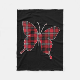 Womens Red Buffalo Plaid Butterfly Matching Family Fleece Blanket