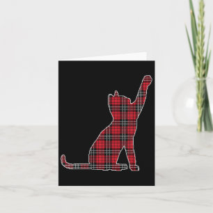 Womens Red Buffalo Plaid Cat Matching Family Chris Card